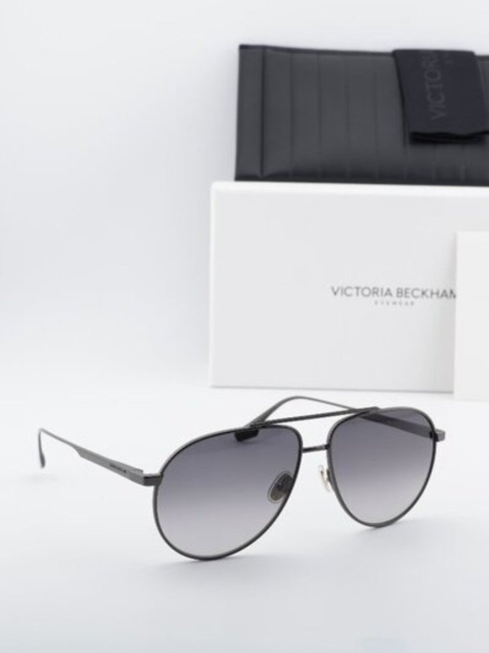 Victoria Beckham VB242S 043 Aviator Sunglasses – Gunmetal/Grey